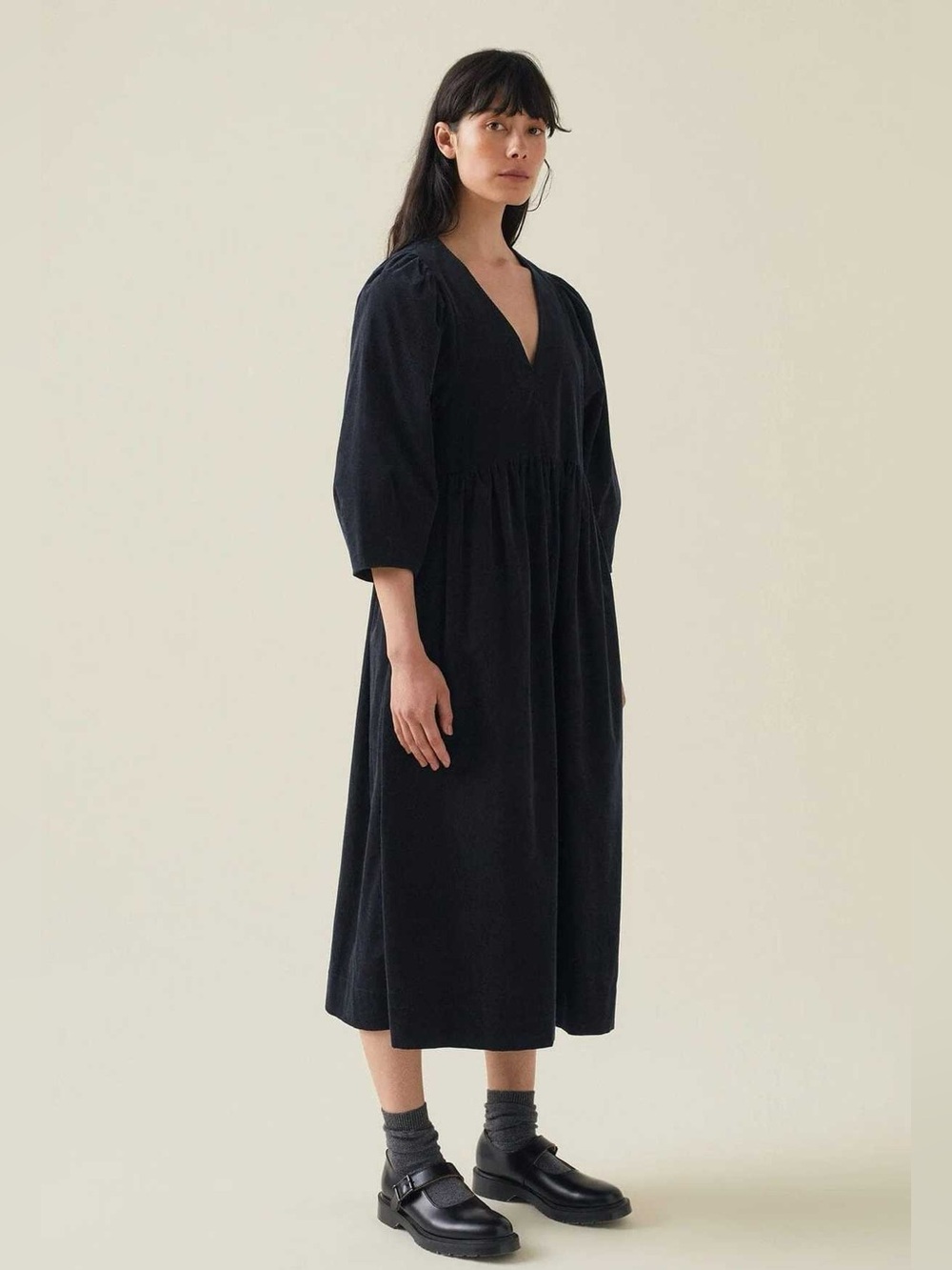 TOAST MAYA ORGANIC COTTON NEEDLECORD DRESS IN SLATE BLUE S